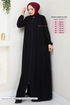 Rayure Détaillé Hijab Ferace 1007ESL1097-L Noir - Thumbnail