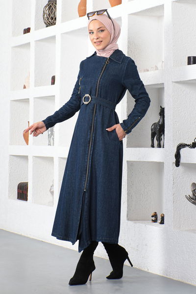 Modamihram - Reißverschluss Detail Jeans Kap Dunkel Jeans MIH10022