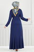 Ribbing Detailed Belted Dress 4054PM1063-M Laci - Thumbnail