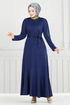 Ribbing Detailed Belted Dress 4054PM1063-M Laci - Thumbnail