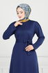 Ribbing Detailed Belted Dress 4054PM1063-M Laci - Thumbnail