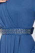 Riemen Stein Gestickt Kleid 278DVL897-M Indigo - Thumbnail