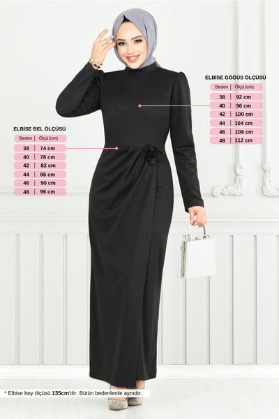 MRV A.L.G. - Rose Detail Stylish Dress 0401ALG1079-M Black
