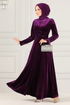 Samt Abendkleid ASM2640 Purpur - Thumbnail