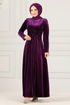 Samt Abendkleid ASM2640 Purpur - Thumbnail