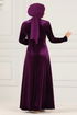 Samt Abendkleid ASM2640 Purpur - Thumbnail