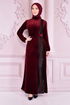 Samt Abendkleid Bordeaux ASM2525 - Thumbnail