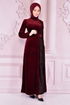 Samt Abendkleid Bordeaux ASM2525 - Thumbnail