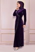 Samt Abendkleid Purpur ASM2407 - Thumbnail