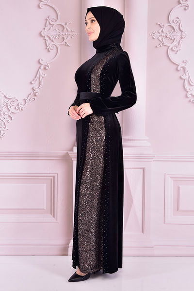 ASM - Samt Abendkleid Schwarz ASM2525