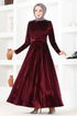 Samt Kleid ASM2653 Bordeaux - Thumbnail