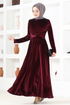 Samt Kleid ASM2653 Bordeaux - Thumbnail