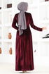 Samt Kleid ASM2653 Bordeaux - Thumbnail