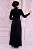 Samt Kleid Schwarz EFY30070 - Thumbnail