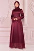 Satin Abendkleid Bordeaux END5513 - Thumbnail