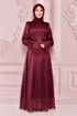 Satin Abendkleid Bordeaux END5513 - Thumbnail