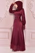 Satin Abendkleid Bordeaux END5513 - Thumbnail