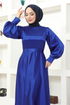 Satin Abendkleid END5543 Blau - Thumbnail