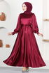 Satin Abendkleid END5543 Bordeaux - Thumbnail