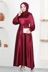 Satin Abendkleid END5543 Bordeaux - Thumbnail