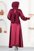 Satin Abendkleid END5543 Bordeaux - Thumbnail