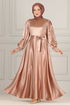 Satin Abendkleid END5543 Lachs - Thumbnail