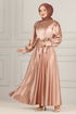 Satin Abendkleid END5543 Lachs - Thumbnail