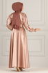 Satin Abendkleid END5543 Lachs - Thumbnail