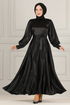 Satin Abendkleid END5543 Schwarz - Thumbnail