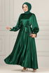 Satin Abendkleid END5543 Smaragde - Thumbnail