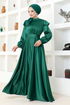 Satin Abendkleid END5578 Smaragde - Thumbnail