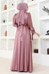 Satin Abendkleid LPN54133 Rose Kurusu - Thumbnail