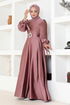 Satin Abendkleid LPN54133 Rose Kurusu - Thumbnail