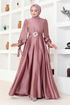 Satin Abendkleid LPN54133 Rose Kurusu - Thumbnail