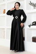 Satin Abendkleid LPN54133 Schwarz - Thumbnail