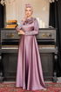 Satin Abendkleid LPN6032 Rose Kurusu - Thumbnail