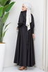 Satin Abendkleid LPN6041 Schwarz - Thumbnail