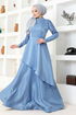 Satin Abendkleid MDY4958 Blau - Thumbnail