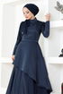 Satin Abendkleid MDY4958 Dunkelblau - Thumbnail