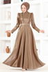 Satin Abendkleid MSL5969 Dunkel Nerz - Thumbnail