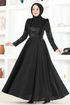 Satin Abendkleid MSL5969 Schwarz - Thumbnail