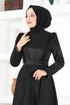 Satin Abendkleid MSL5969 Schwarz - Thumbnail