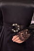 Satin Abendkleid Schwarz END5513 - Thumbnail