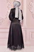 Satin Abendkleid Schwarz END5513 - Thumbnail
