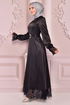 Satin Abendkleid Schwarz END5513 - Thumbnail