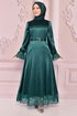 Satin Abendkleid Smaragde END5513 - Thumbnail