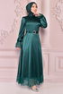 Satin Abendkleid Smaragde END5513 - Thumbnail