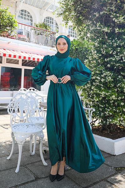 END - Satin Dress Emerald END5509