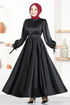 Satin Dress MSL5931 Black - Thumbnail