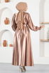 Satin Dress Salmon END5509 - Thumbnail